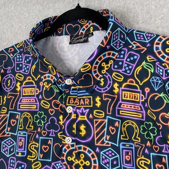 Sunday Swagger Shirt Mens XXL The Gambler Golf Polo All Over Print 2XL - Picture 1 of 9